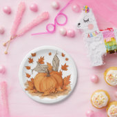 pompoen en bladeren papieren bordje (Feest)