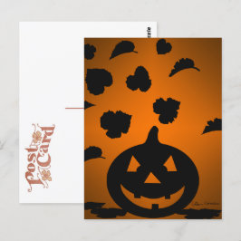 Pompoen en bladeren Silhouet Briefkaart