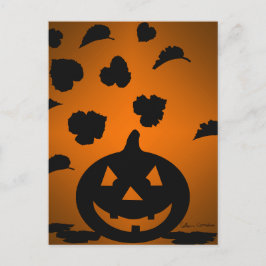 Pompoen en bladeren Silhouet Briefkaart