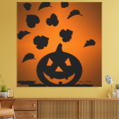 Pompoen en Bladeren Silhouet Canvas Afdruk (Insitu (Woonkamer))