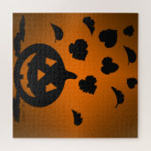 Pompoen en bladeren Silhouet Legpuzzel (Horizontaal)