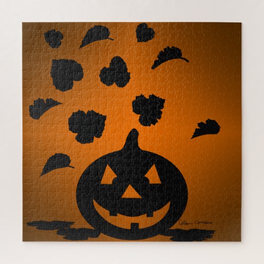 Pompoen en bladeren Silhouet Legpuzzel (Verticaal)