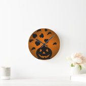 Pompoen en bladeren Silhouet Ronde Klok (Huis)