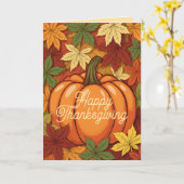 Pompoen en Bladeren Thanksgiving Kaart (Gele Bloem)