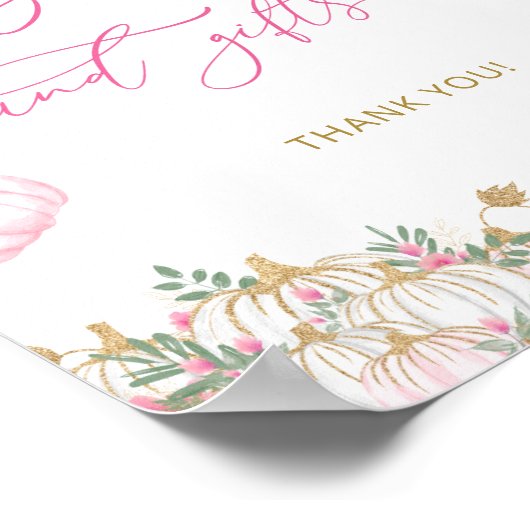 Pompoen en bloemboeken en geschenken Baby shower Poster (Hoek)
