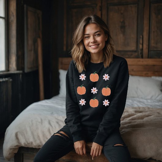 Pompoen en bloemen in de herfst sweatshirt
