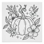 Pompoen en Bloemen Wall Art Poster – Autumn Harves (Voorkant)