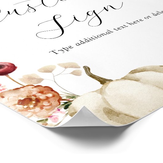 Pompoen en Bourgogne Bloemen Aangepaste Tekst Teke Poster (Hoek)