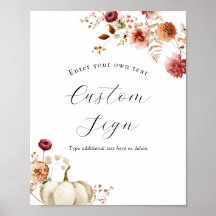 Pompoen en Bourgogne Bloemen Aangepaste Tekst Teke