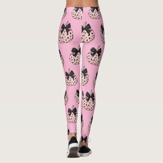 Pompoen en Bow Pink Coquette Halloween Leggings (Achterkant)