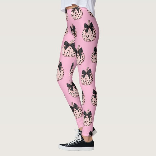 Pompoen en Bow Pink Coquette Halloween Leggings (Links)