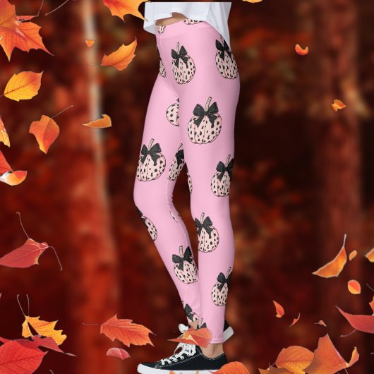 Pompoen en Bow Pink Coquette Halloween Leggings