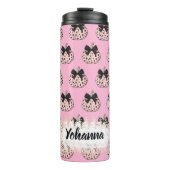 Pompoen en Bow Roze Coquette Halloween Thermosbeker (Voorkant)