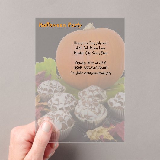 Pompoen en Cupcakes Halloween Party Acryl Uitnodigingen (Insitu (Draagbaar))