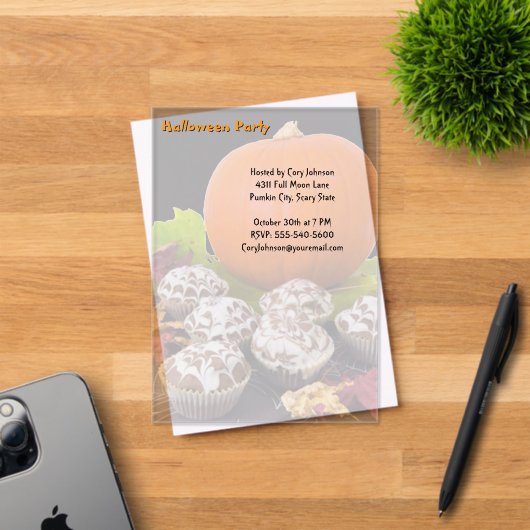 Pompoen en Cupcakes Halloween Party Acryl Uitnodigingen (Insitu (Uitnodiging))
