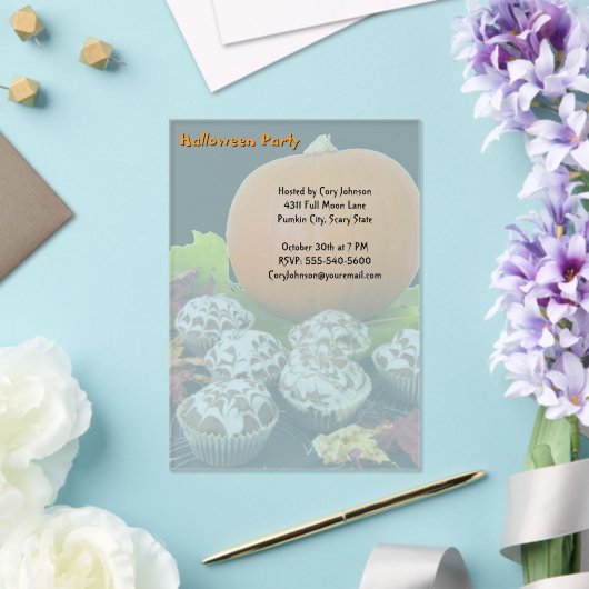 Pompoen en Cupcakes Halloween Party Acryl Uitnodigingen (Insitu (Huwelijk))
