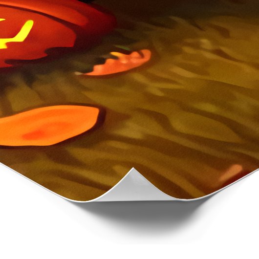 Pompoen en dame met bruin pet | AI Art Poster (Hoek)