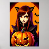 Pompoen en een jonge dame | AI Art Poster (Voorkant)