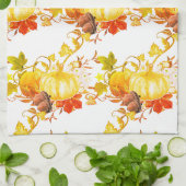 Pompoen en eikels / Herfstse huisdecoratie Theedoek (Gevouwen)