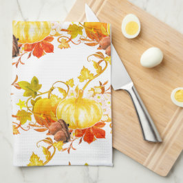 Pompoen en eikels / Herfstse huisdecoratie  Theedoek