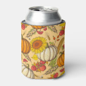 Pompoen en esdoorn bladeren patroon. blikjeskoeler (Blikje Voorkant)