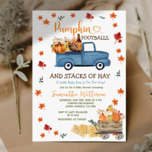 Pompoen en Football Autumn Leaves Boy Baby shower Kaart