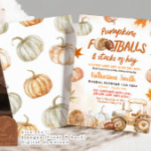 Pompoen en Footballs Tractor Boy Baby shower Kaart