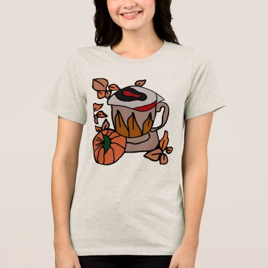 Pompoen en gebrouwen ogen vibes tot in de perfecti Tri-Blend shirt (Voorkant)