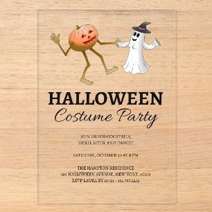 Pompoen en Geest Halloween Feest Acryl Uitnodigingen