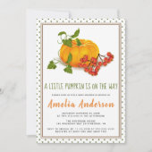 Pompoen en groene polka dot lijst Baby shower Kaart (Voorkant)