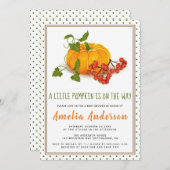 Pompoen en groene polka dot lijst Baby shower Kaart (Voorkant / Achterkant)