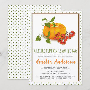 Pompoen en groene polka dot lijst Baby shower Kaart