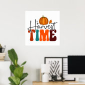 Pompoen en Herfst Blad Oogst Tijd Poster (Thuiskantoor)