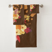 Pompoen en Herfst bloemen badkamer handdoek set (Insitu)