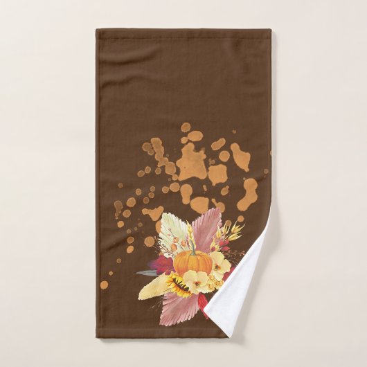 Pompoen en Herfst bloemen badkamer handdoek set (Handdoek)