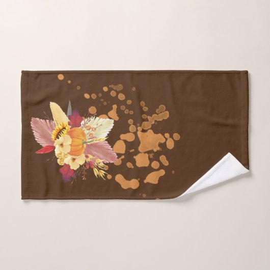 Pompoen en Herfst bloemen badkamer handdoek set (Handdoek)