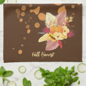 Pompoen en Herfst Bloemen Keukenhanddoek (Gevouwen)