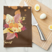 Pompoen en Herfst Bloemen Keukenhanddoek (Quarter Fold)