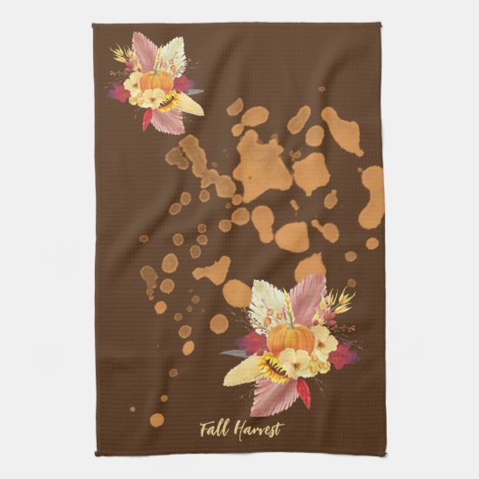 Pompoen en Herfst Bloemen Keukenhanddoek (Verticaal)