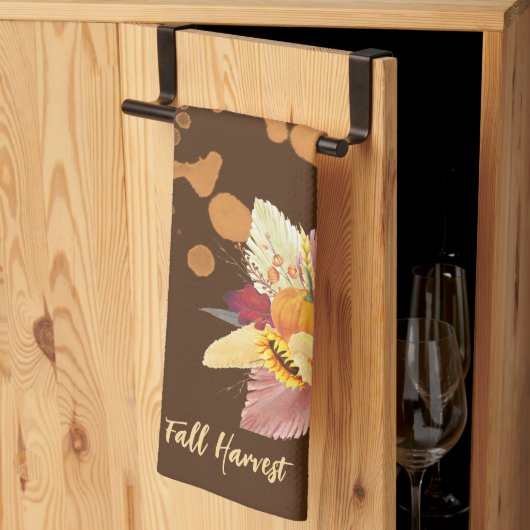 Pompoen en Herfst Bloemen Keukenhanddoek (Derde Gevouwen)