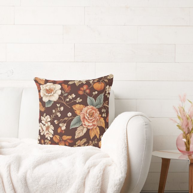 Pompoen en herfst bloemen kussen (Bank)
