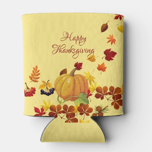 Pompoen en herfstbladeren blikjeskoeler (Achterkant)