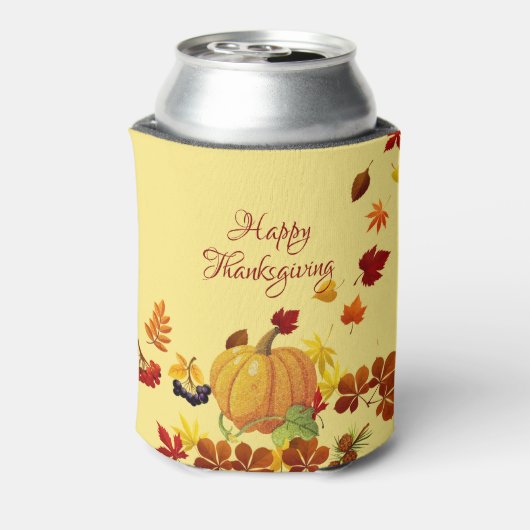 Pompoen en herfstbladeren blikjeskoeler (Blikje Achterkant)