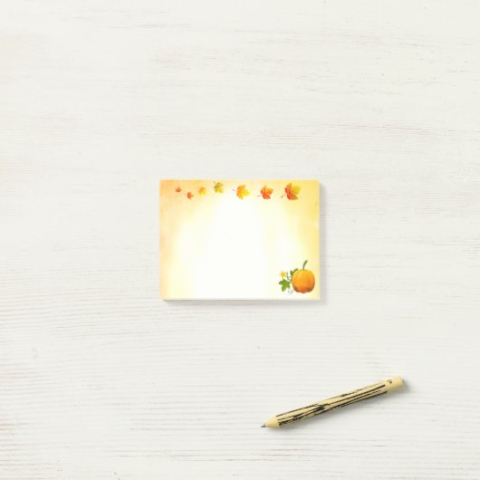 Pompoen- en herfstbladerennotities post-it® notes (Op bureau)