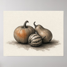 Pompoen en kalebassen Herfst Keuken Muur Kunst Pos