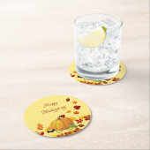 Pompoen en kleurrijke bladeren ronde kartonnen onderzetter (Insitu)