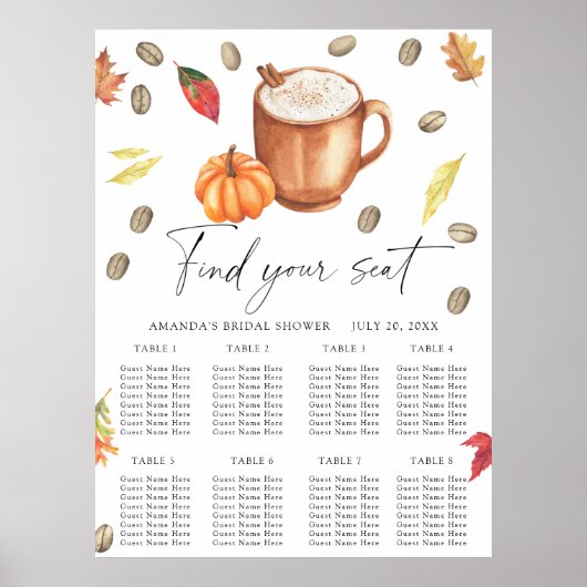 Pompoen en Koffie Trouwstoel Grafiek Poster (Voorkant)