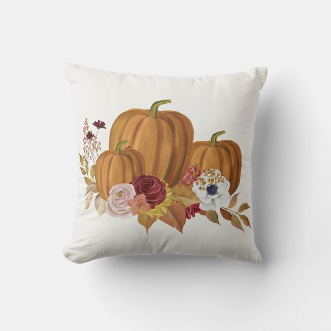 Pompoen en Magnolia Vallen Kleuren Kussen (Voorkant)