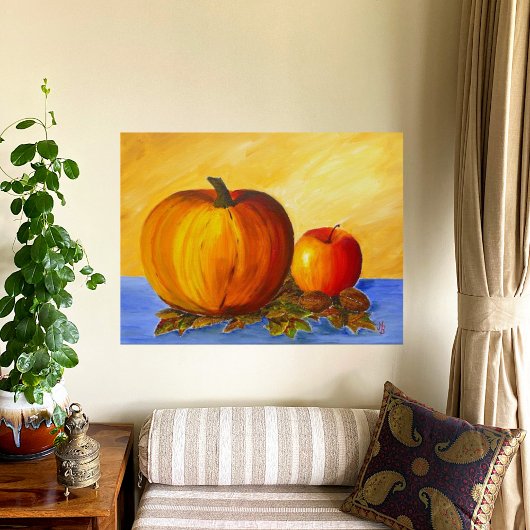 Pompoen en Noten Canvas Afdruk