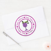 Pompoen en Paarse heks Cocktail Happy Halloween Ronde Sticker (Envelop)